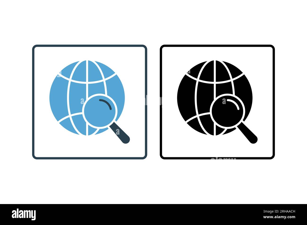 Global search icon. Icon related to Search Engine Optimization. suitable for web site design, app, user interfaces. solid icon style. Simple vector de Stock Vector