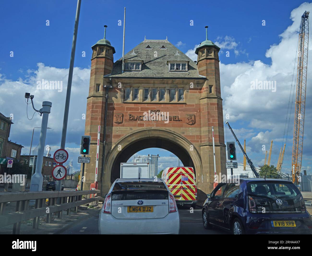 The entrance of the northbound approach to the Blackwall Tunnel in East London. Picture date