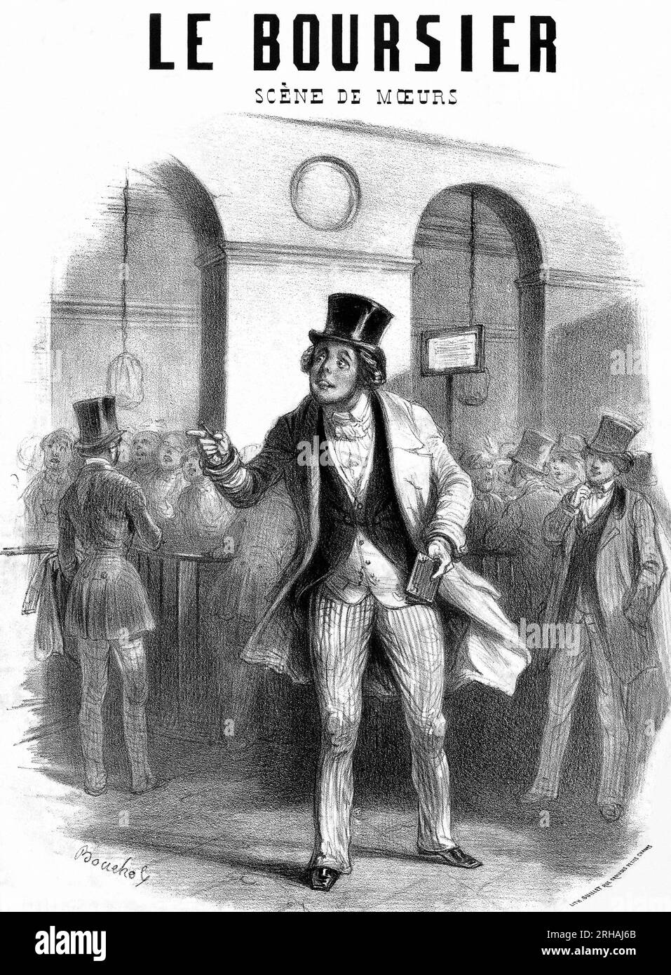 "Le Boursier", chanson de moeurs. Lithographie, 19e siecle, Paris Stock