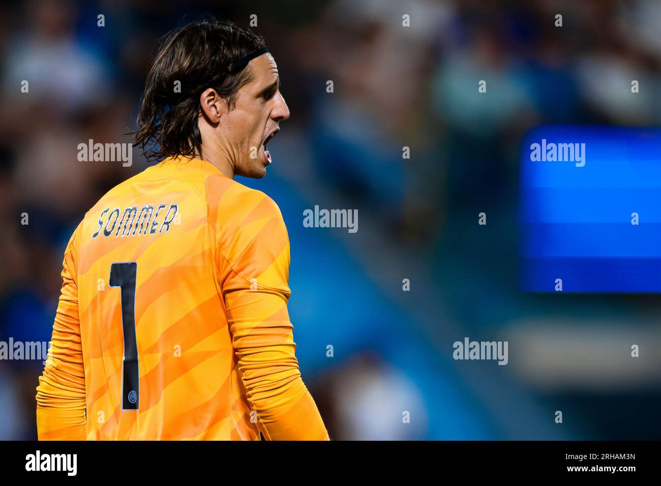 Yann Sommer of FC Internazionale reacts during the friendly football match between FC Internazionale and KF Egnatia. Stock Photo