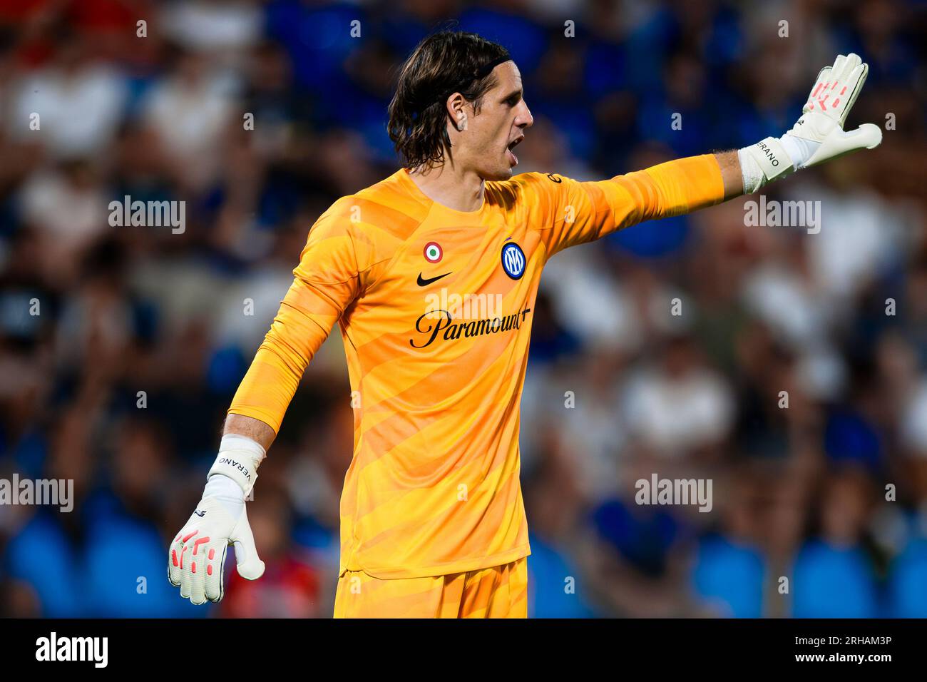 Yann Sommer of FC Internazionale gestures during the friendly football match between FC Internazionale and KF Egnatia. Stock Photo