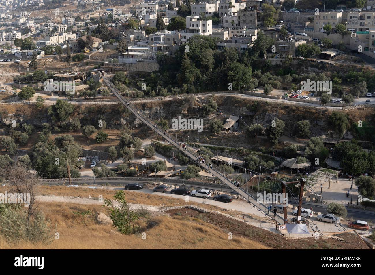First visitors walk across the longest suspension bridge in Israel, a