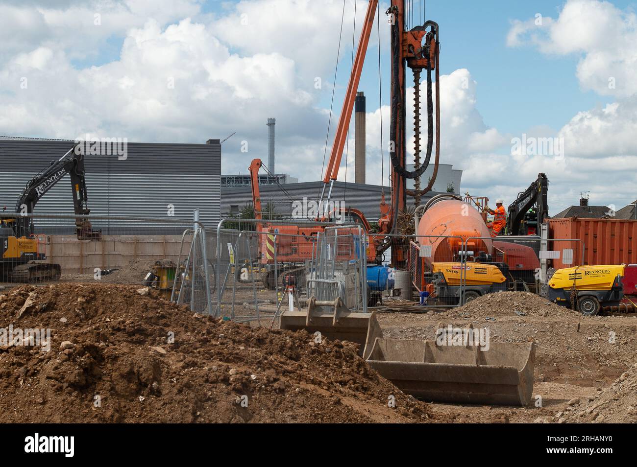 Slough, Berkshire, UK. 15th August, 2023. The former Sainsbury's Supermarket on the Farnham Road in Slough has been demolished and construction for another Big Yellow Self Storage site is now underway there. Credit: Maureen McLean/Alamy Live News Stock Photo