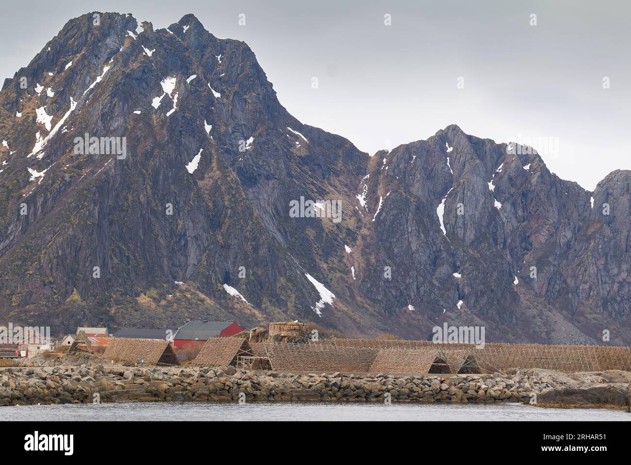 Fish Flakes (Hjell) Covered With Dried Cod, Dominate The Harbour Wall