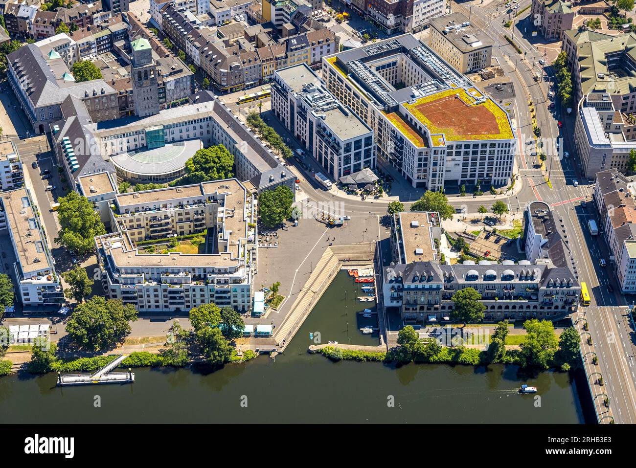 Aerial view, city and historical town hall with town hall tower ...