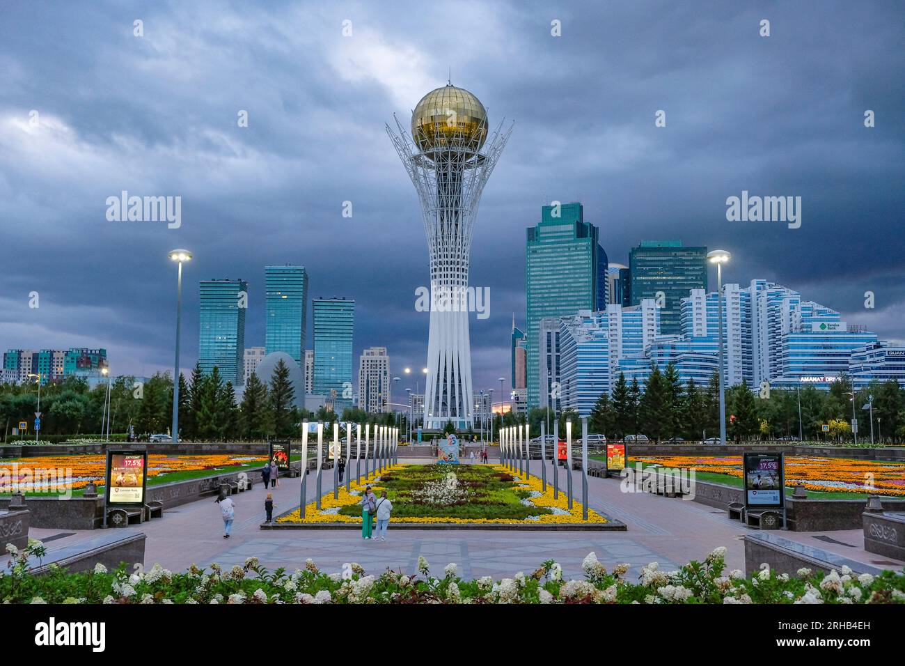 Astana, Kazakhstan - August 13, 2023: Views of the Bayterek observation tower in Astana, Kazakhstan. Stock Photo