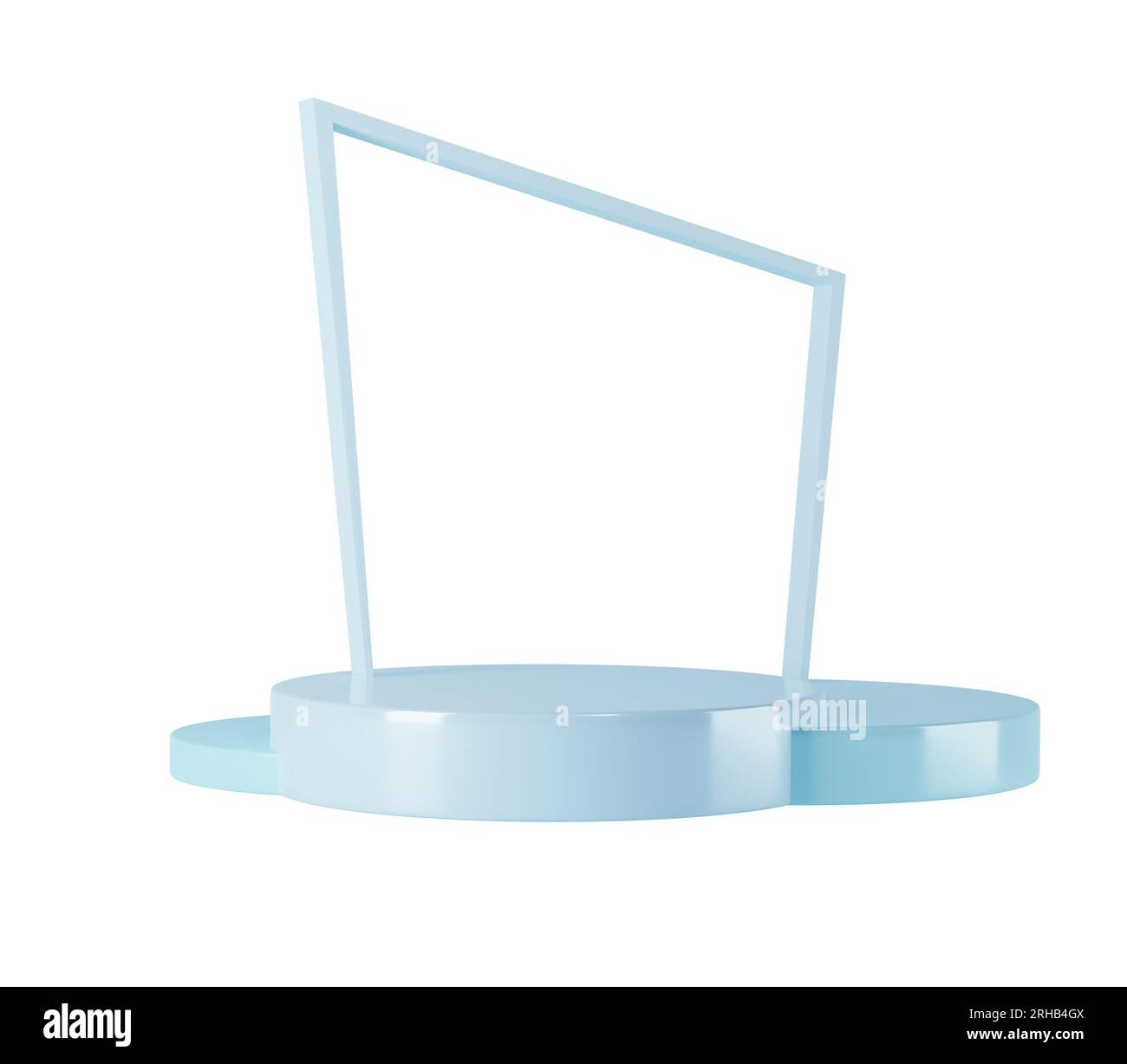 Minimalist round blue podium mockup with gate and scene with 3d ...