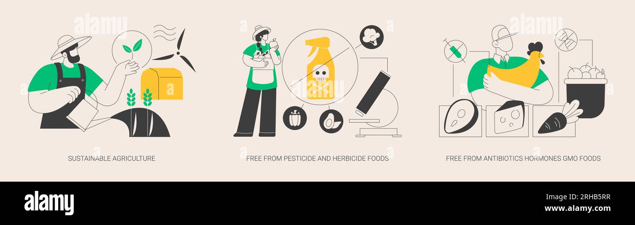 Sustainable organic agriculture abstract concept vector illustrations ...