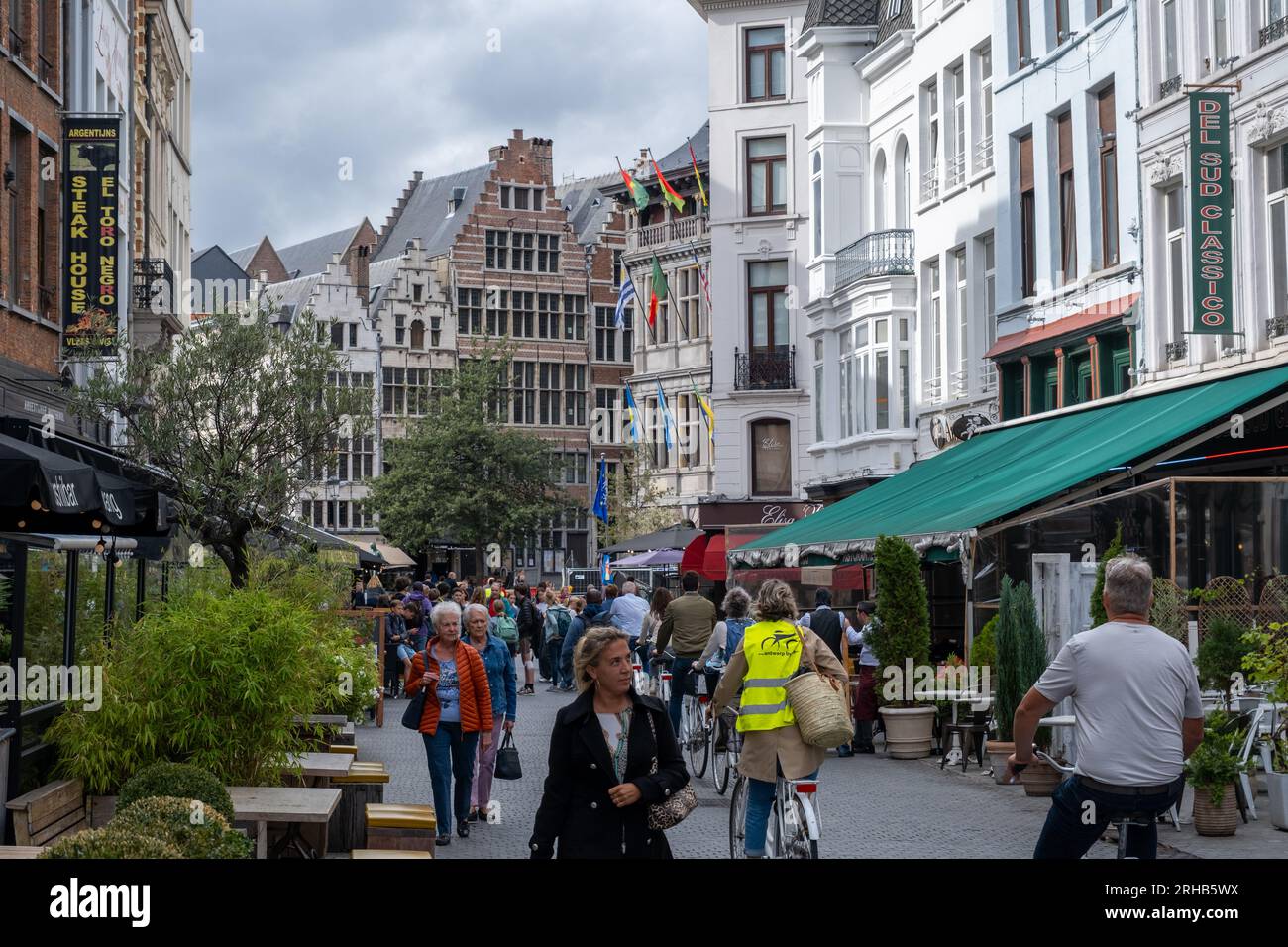 Antwerp, Belgium - 9 September 2022: People walking on a busy street Stock Photo