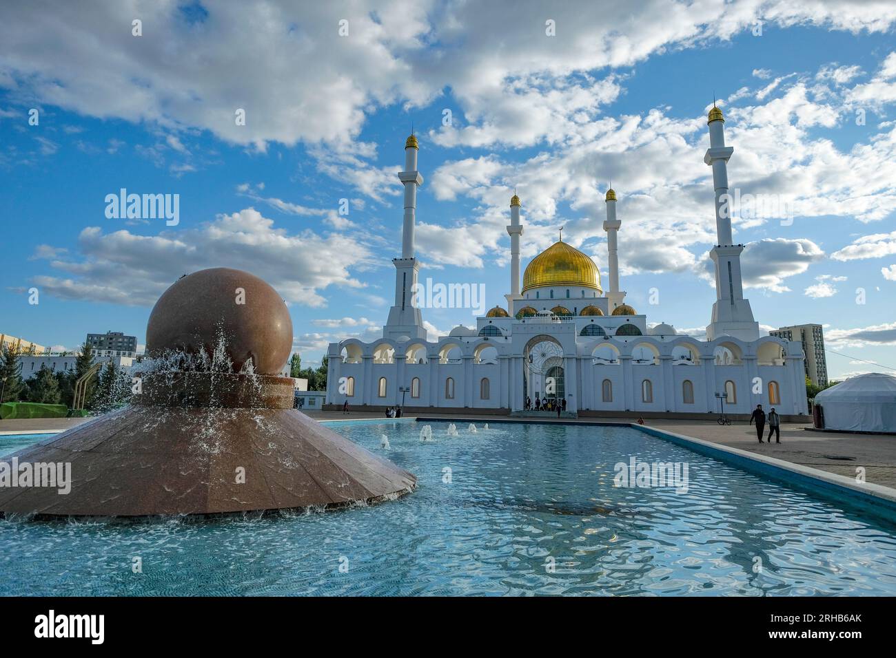 Astana, Kazakhstan - August 14, 2023: View of the Nur-Astana Mosque in Astana, Kazakhstan. Stock Photo