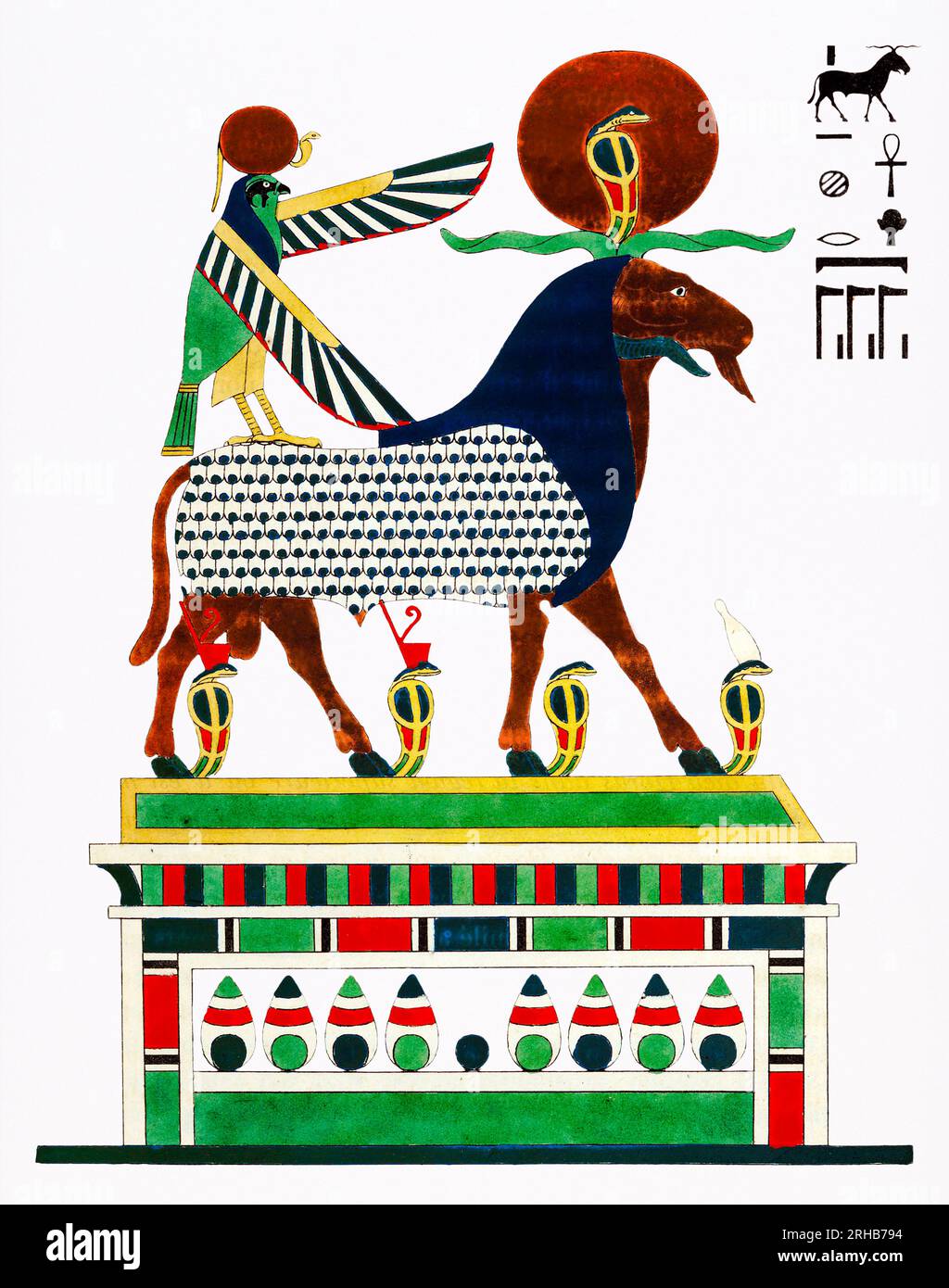 Amon, Amon-ra illustration from Pantheon Egyptien by Leon Jean Joseph Dubois . Original from The New York Public Library. Stock Photo