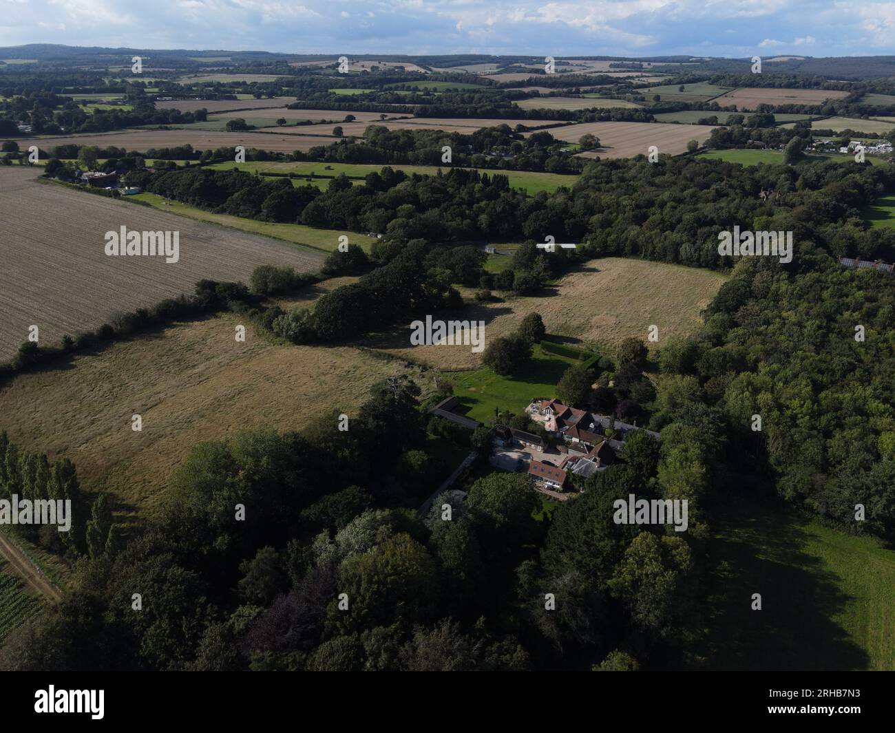 Aerial views of agricultural land in West Sussex, England Stock Photo