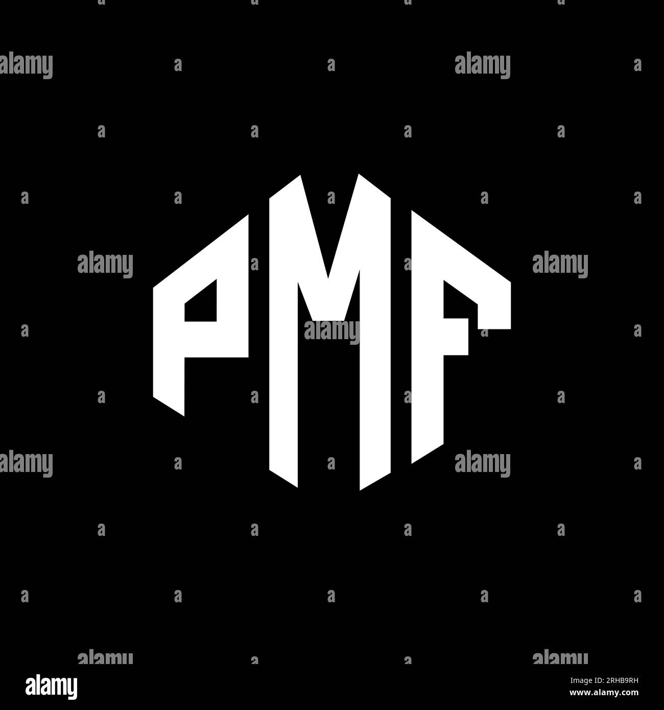 PMF letter logo design with polygon shape. PMF polygon and cube shape logo design. PMF hexagon vector logo template white and black colors. PMF monogr Stock Vector