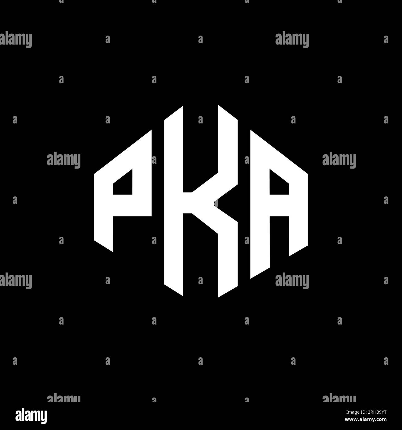 PKA letter logo design with polygon shape. PKA polygon and cube shape logo design. PKA hexagon vector logo template white and black colors. PKA monogr Stock Vector