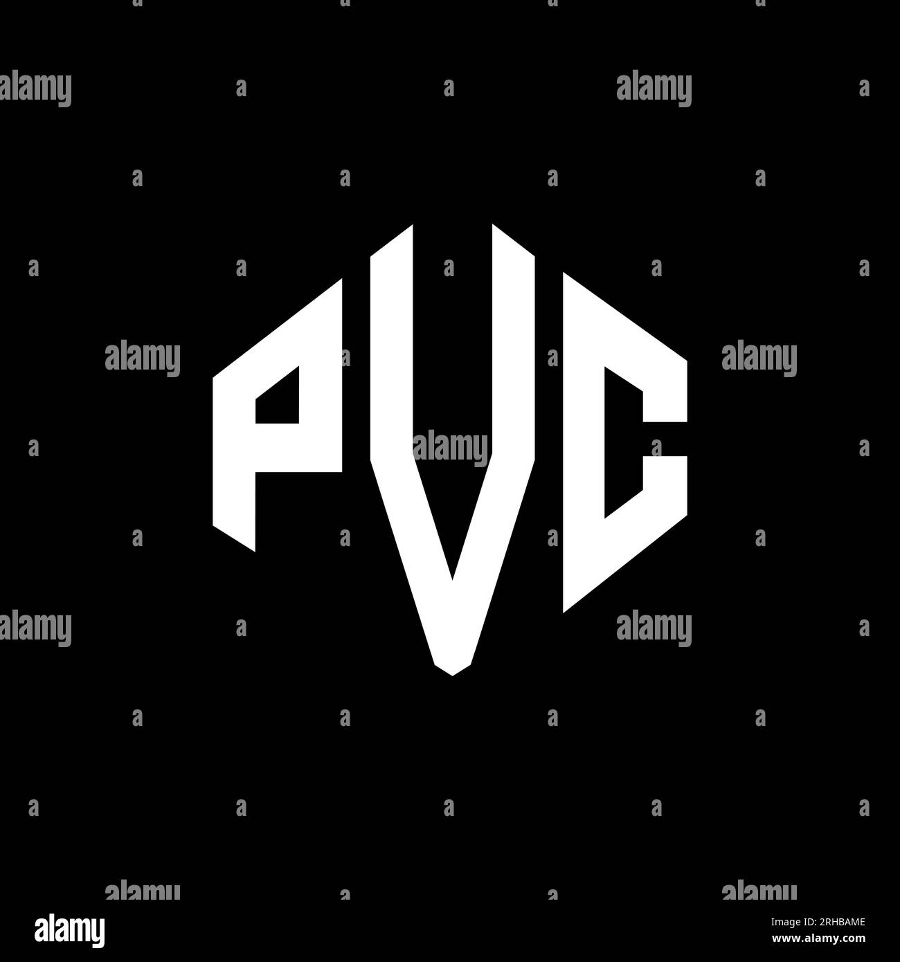 PVC letter logo design with polygon shape. PVC polygon and cube shape