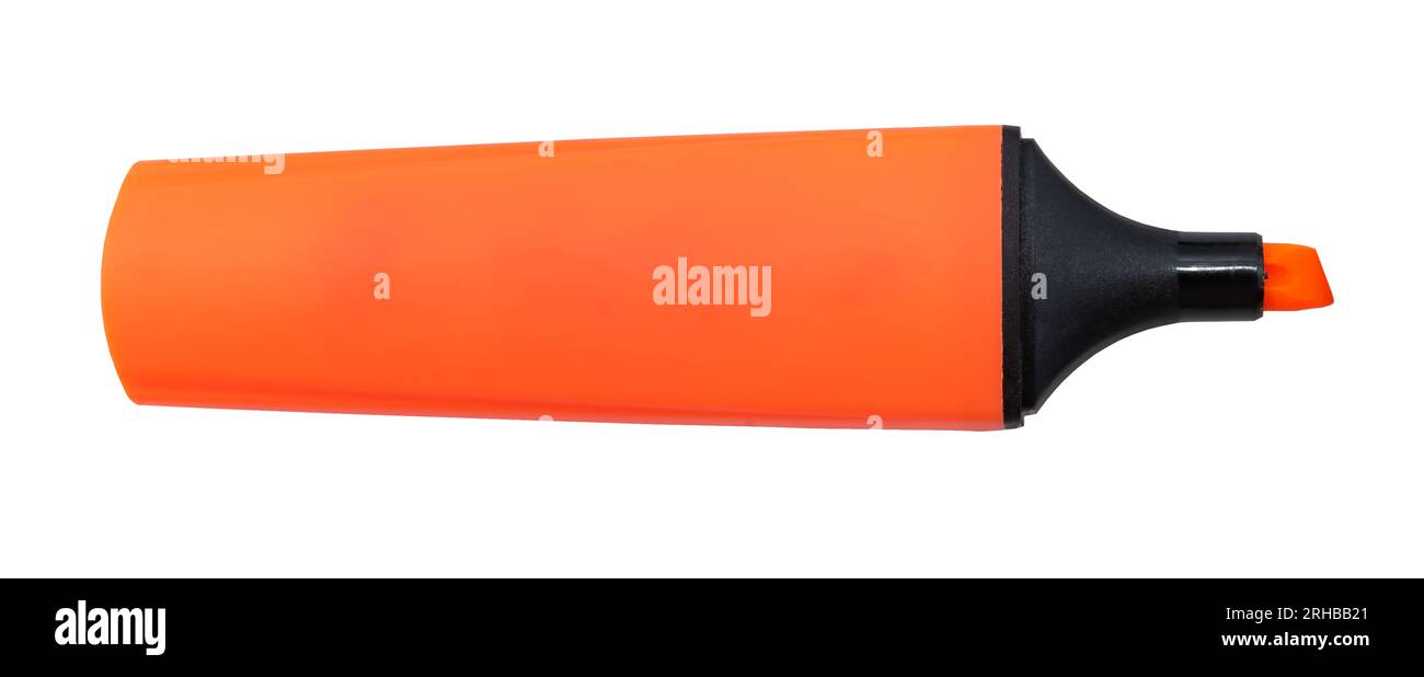 Orange permanent marker on a white background. Text marker for office