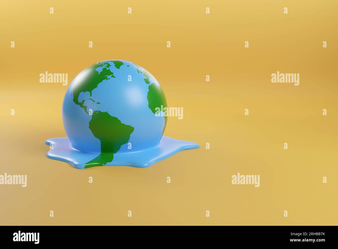 Planet earth melting with copy space. Global warming concept. 3d illustration. Stock Photo