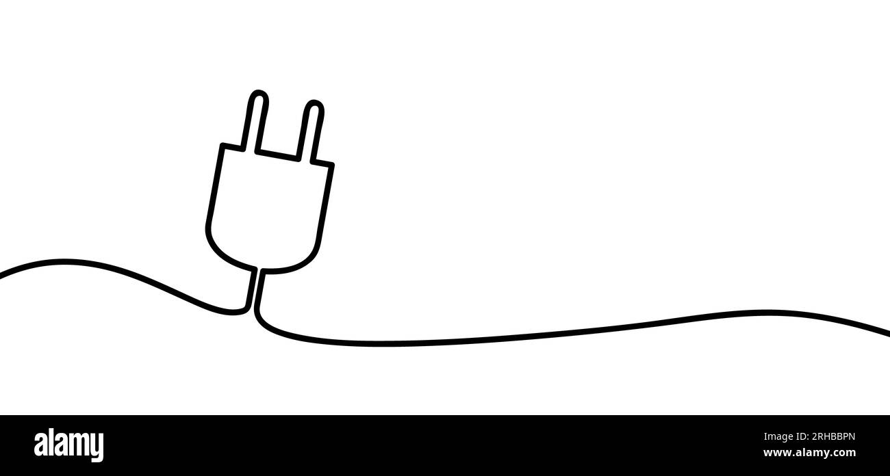 Cartoon electricity, power icon. Electric cable or plugs. Electric plug