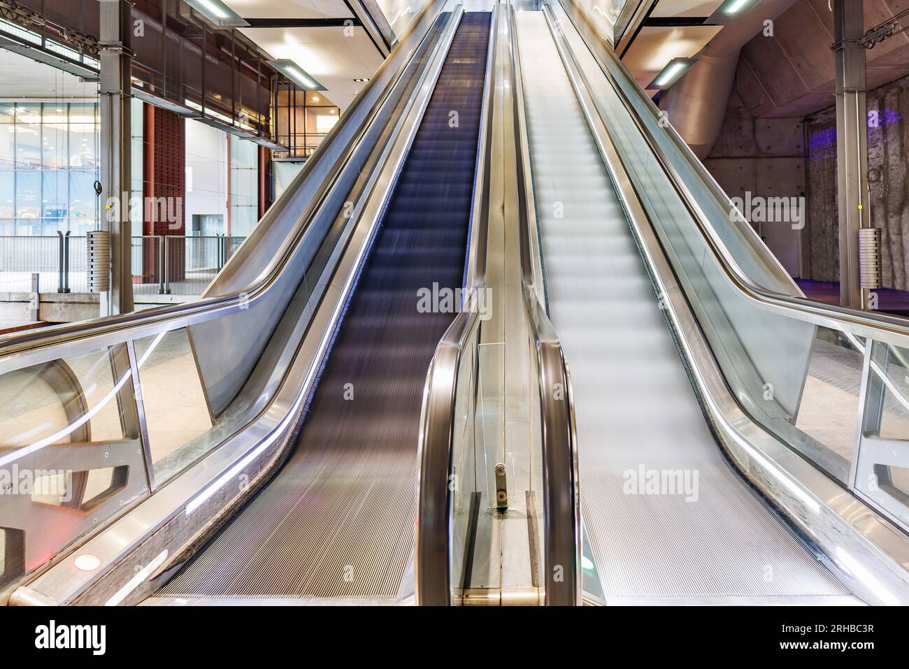 Long exposure photography of escalators in movement Stock Photo
