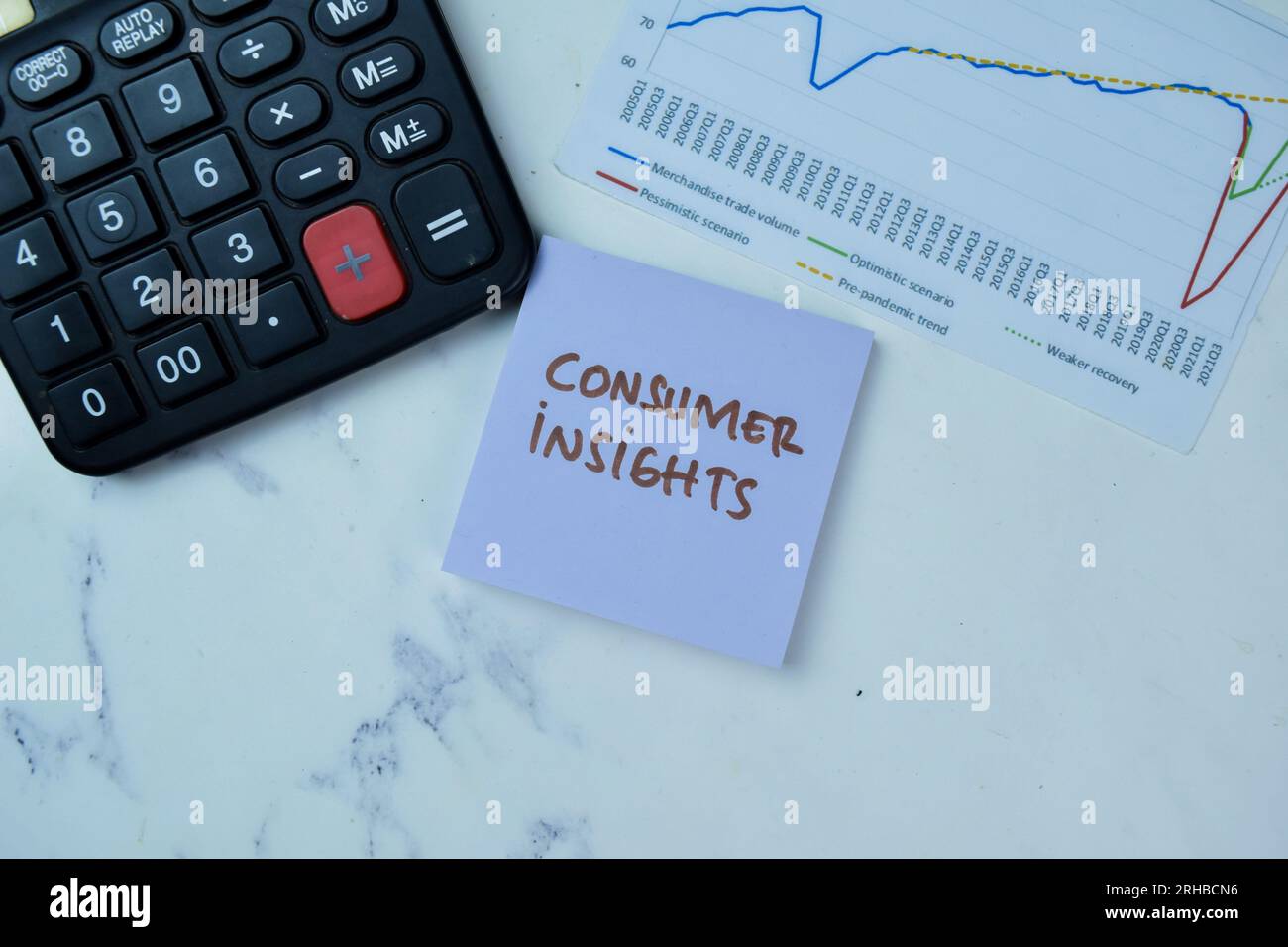 Concept of Consumer Insights write on sticky notes isolated on Wooden Table. Stock Photo