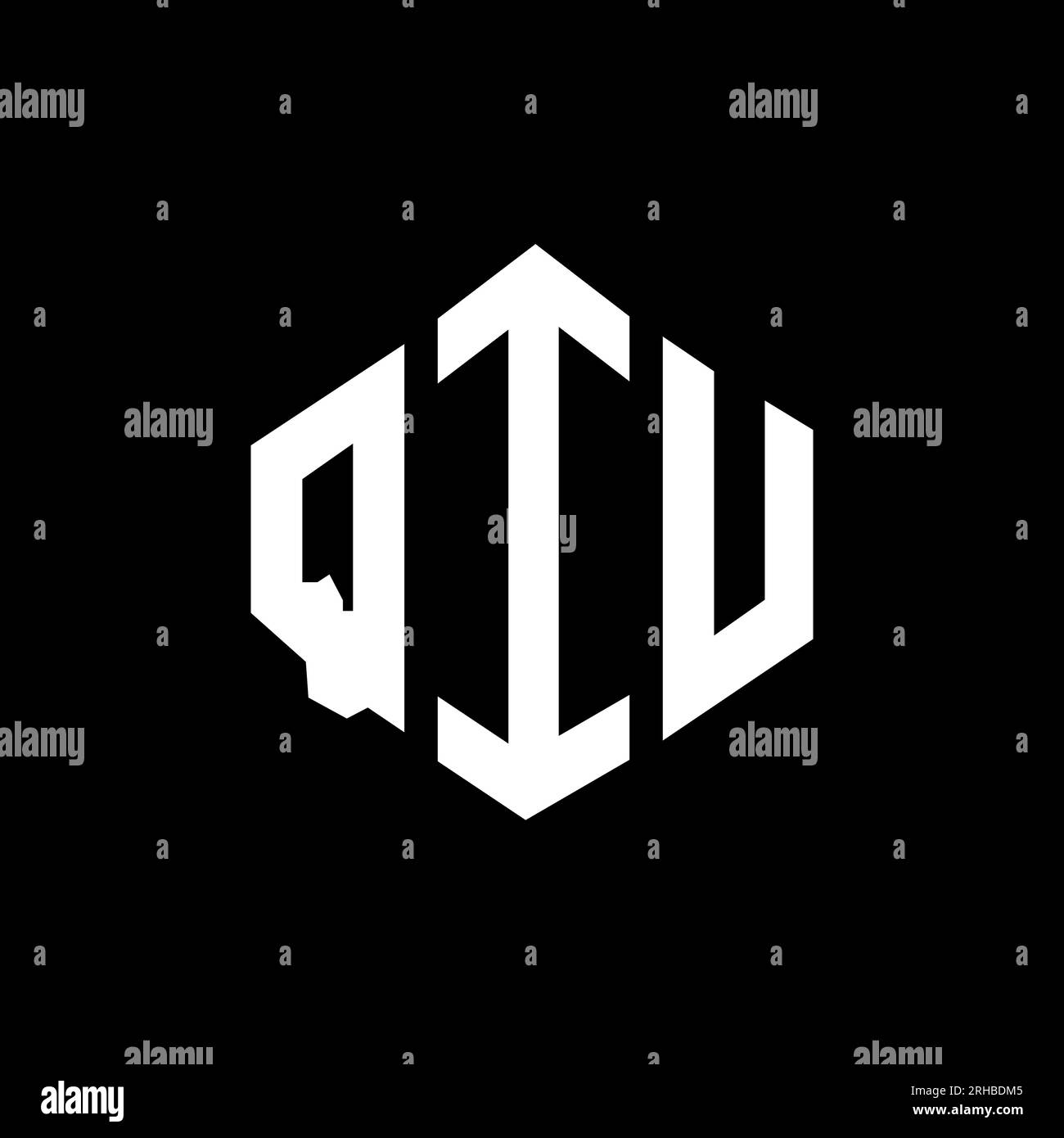 QIU letter logo design with polygon shape. QIU polygon and cube shape