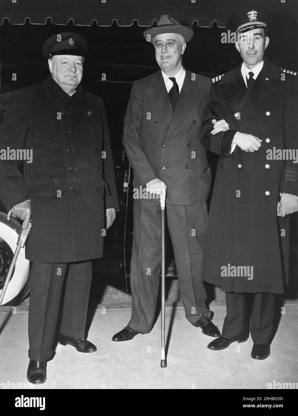 Washington, D.C.:    December 22, 1941 British Prime Minister Winston Churchill and President Franklin Roosevelt at the White House. Stock Photo