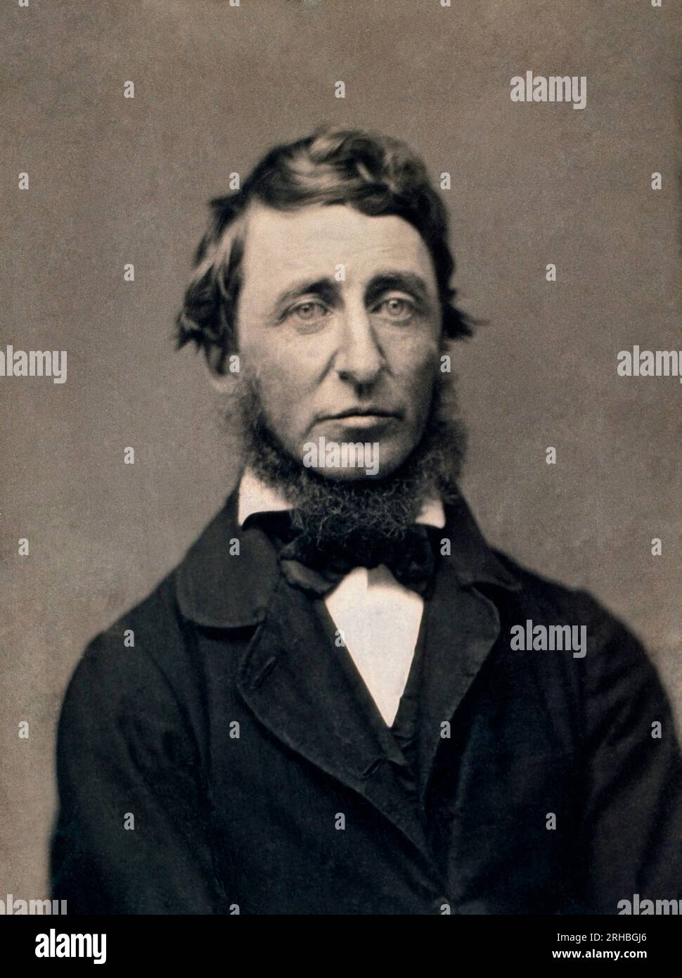 Worcester, Massachusetts  June 18, 1856 A portrait photograph from a ninth-plate daguerreotype of Henry David Thoreau made at the Daguerrean Palace of Benjamin D. Maxham . Stock Photo