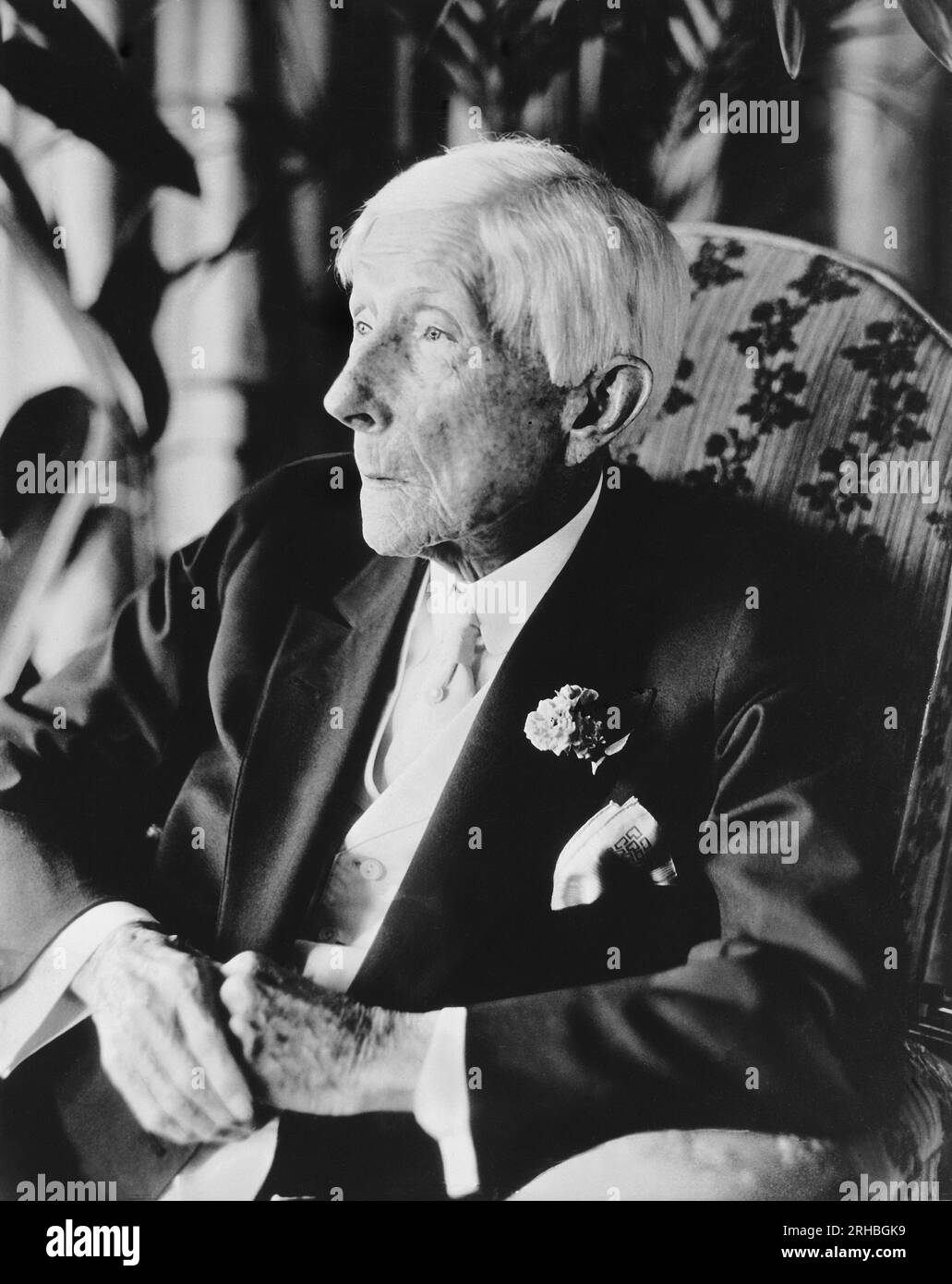 Ormond Beach, Florida:   April 24, 1936 A portrait of oil magnate, financier and philanthropist John D. Rockefeller at his home in Ormond Beach. Stock Photo