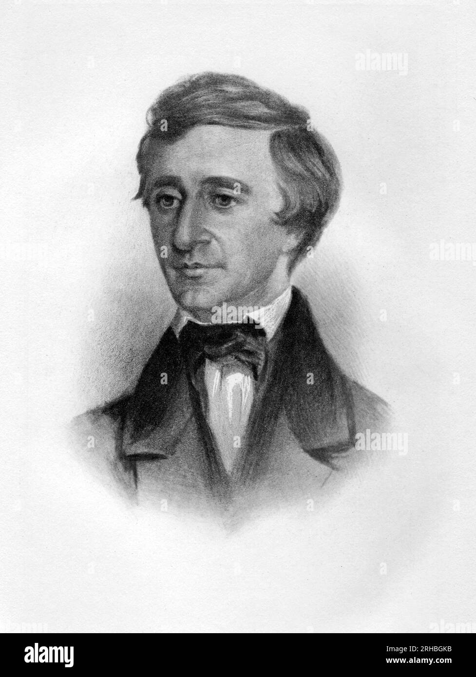 Boston, Massachusetts  1854 A crayon portrait of Henry David Thoreau by Samuel W. Rowse Stock Photo