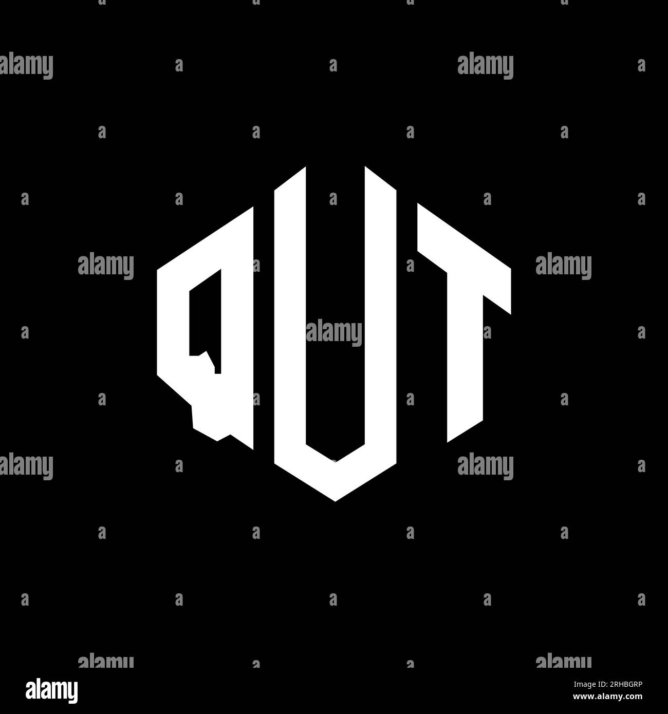 QUT letter logo design with polygon shape. QUT polygon and cube shape logo design. QUT hexagon vector logo template white and black colors. QUT monogr Stock Vector