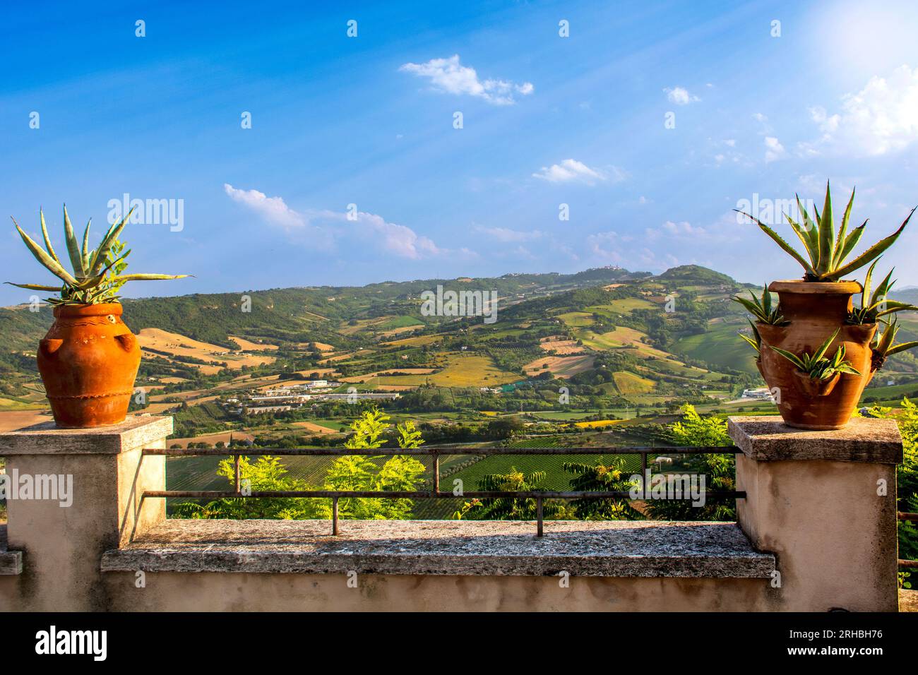 Lanscape in Italy, Marche province from Massignano, rural landscape. Stock Photo