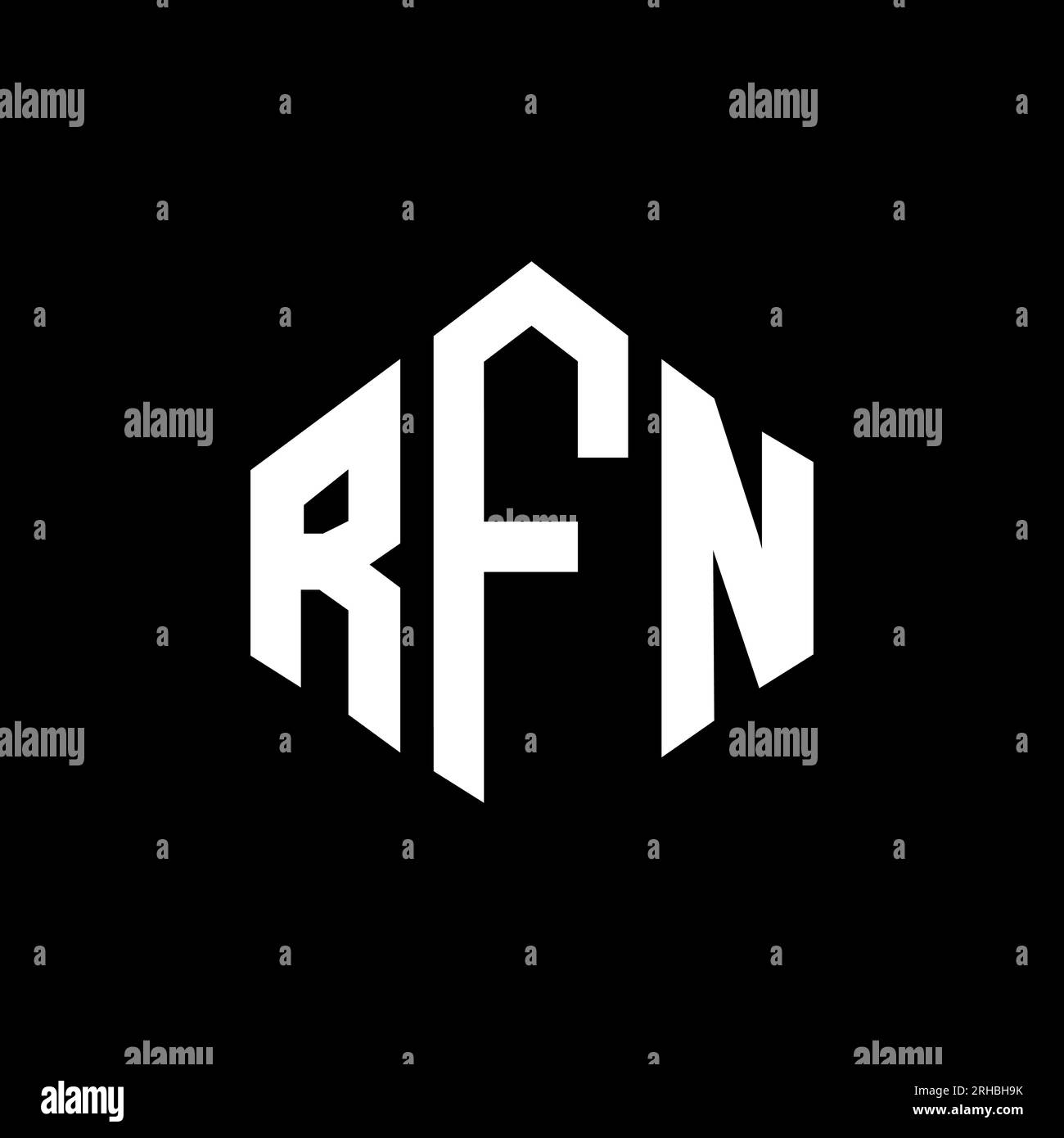 RFN letter logo design with polygon shape. RFN polygon and cube shape logo design. RFN hexagon vector logo template white and black colors. RFN monogr Stock Vector