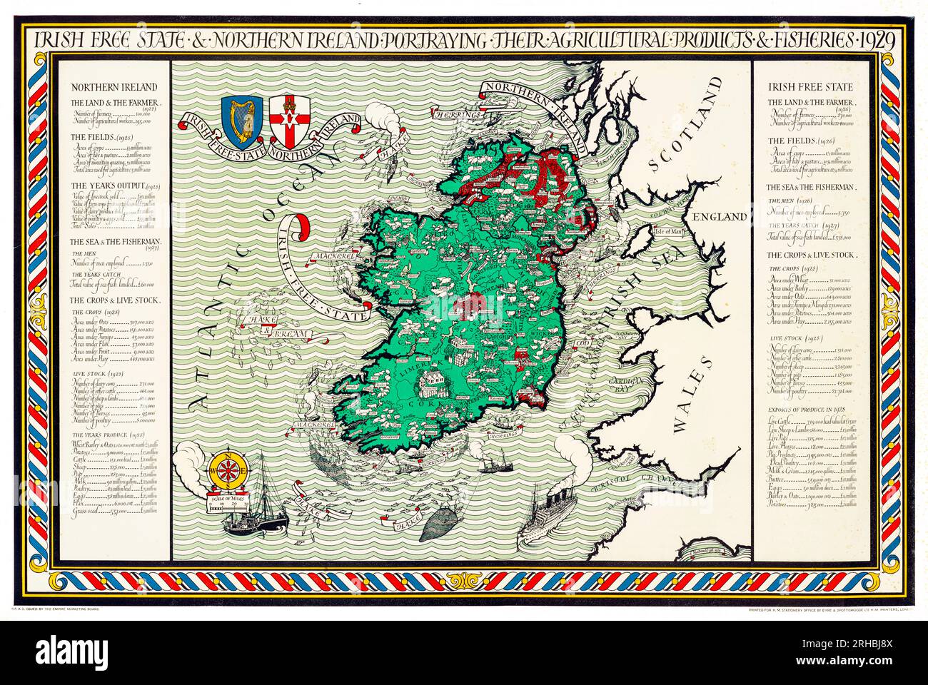 Poster 'Irish Free State & Northern Ireland'   by MacDonald Gil. Original from Museum of New Zealand. Stock Photo