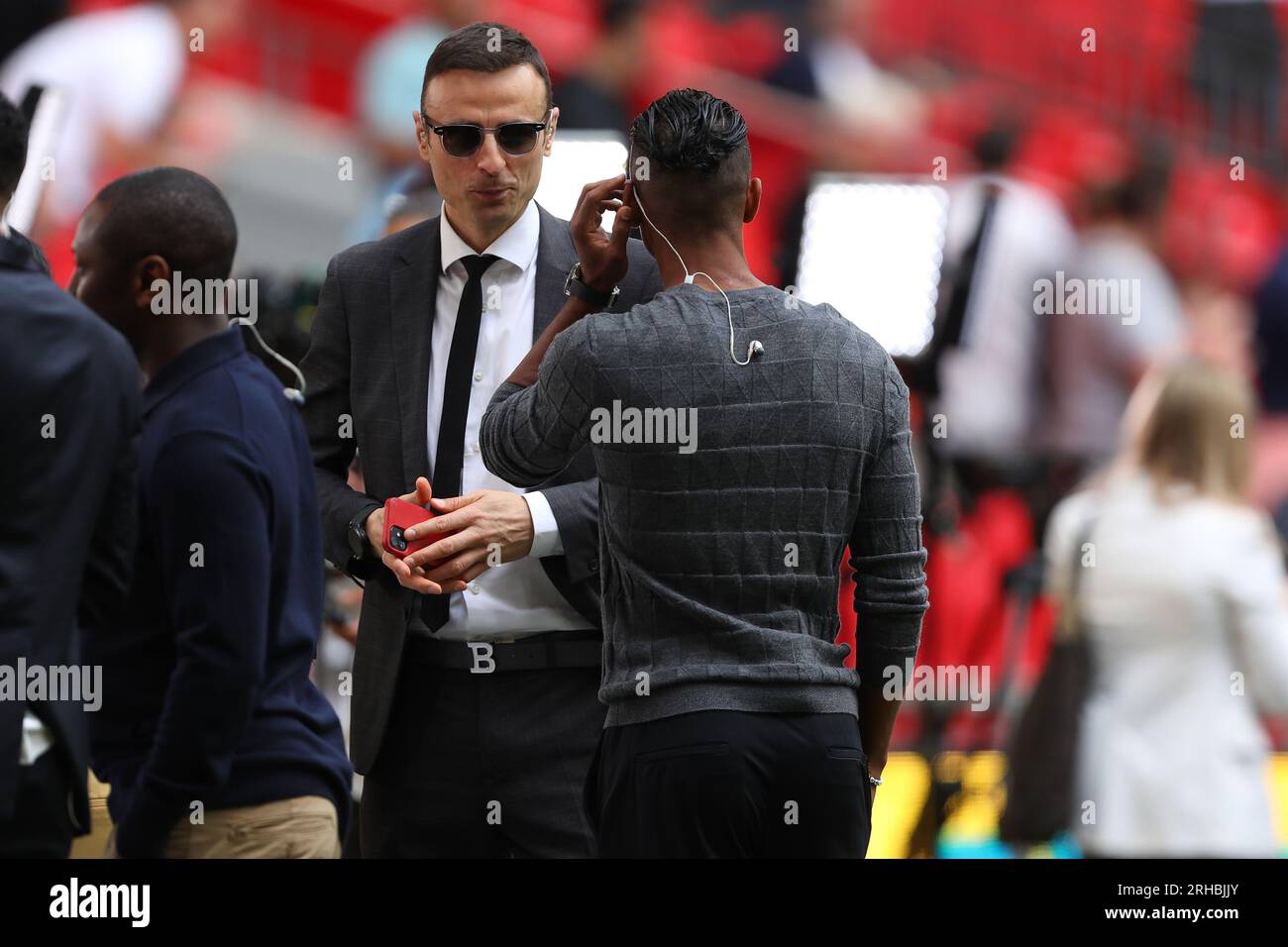 Former Manchester United players, Dimitar Berbatov and Antonio Valencia - Manchester City v Manchester United, The Emirates FA Cup Final, Wembley Stadium, London, UK - 3rd June 2023  Editorial Use Only - DataCo restrictions apply Stock Photo