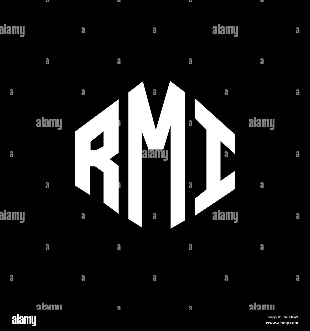RMI letter logo design with polygon shape. RMI polygon and cube shape