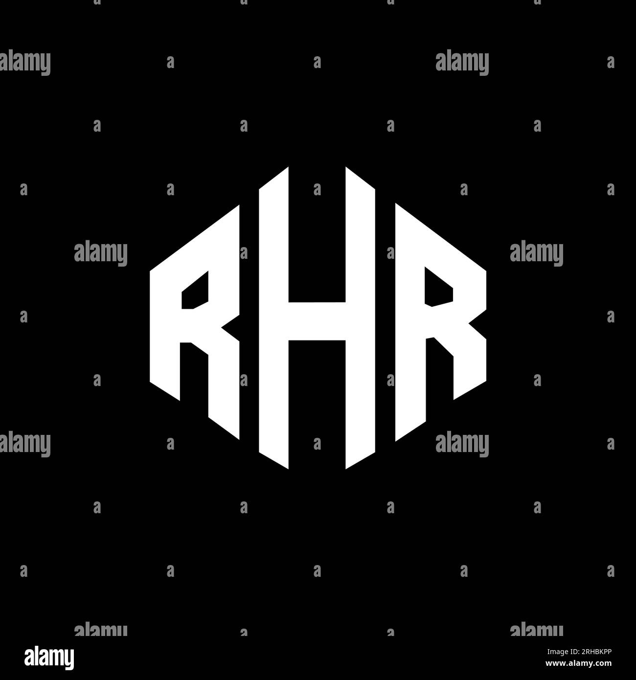 RHR letter logo design with polygon shape. RHR polygon and cube shape logo design. RHR hexagon vector logo template white and black colors. RHR monogr Stock Vector