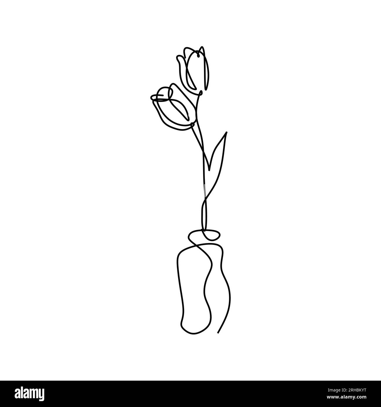 Continuous line art drawing of minimal flower hand drawn vector ...