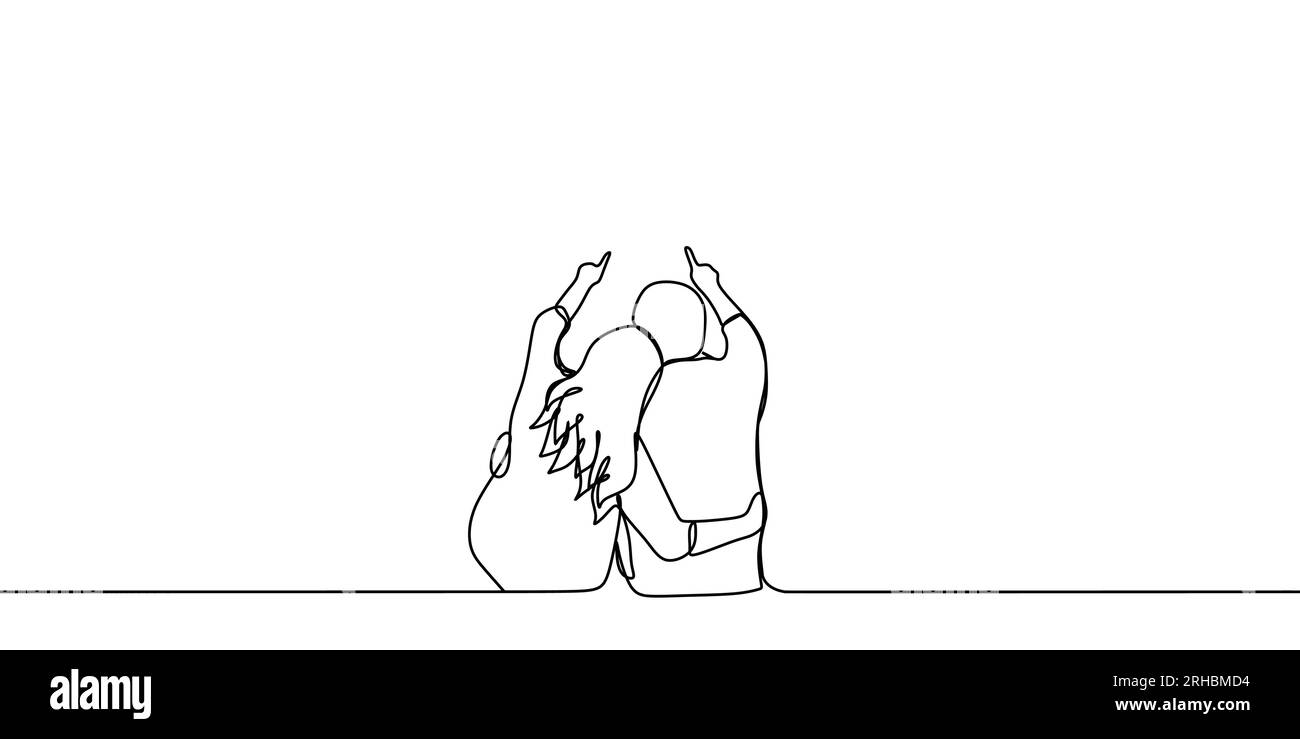Cute and romantic couple one line drawing vector illustration Stock ...
