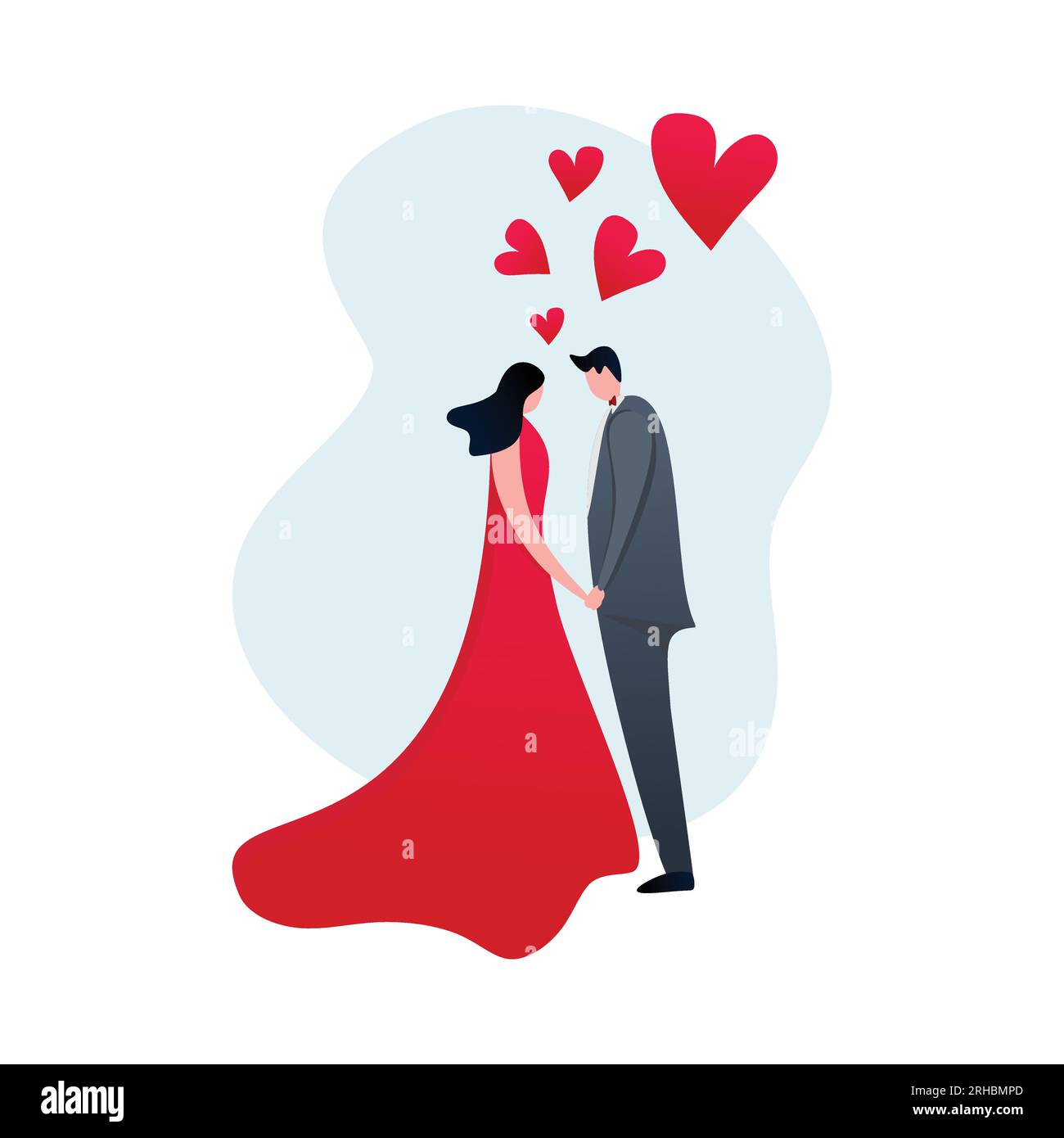 Cute couple wedding vector illustration with flat design cartoon ...