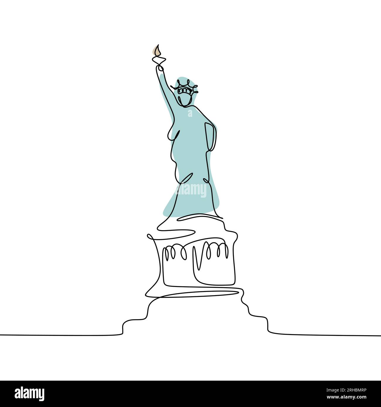 Statue of Liberty continuous one line vector illustration isolated on white background Stock Vector