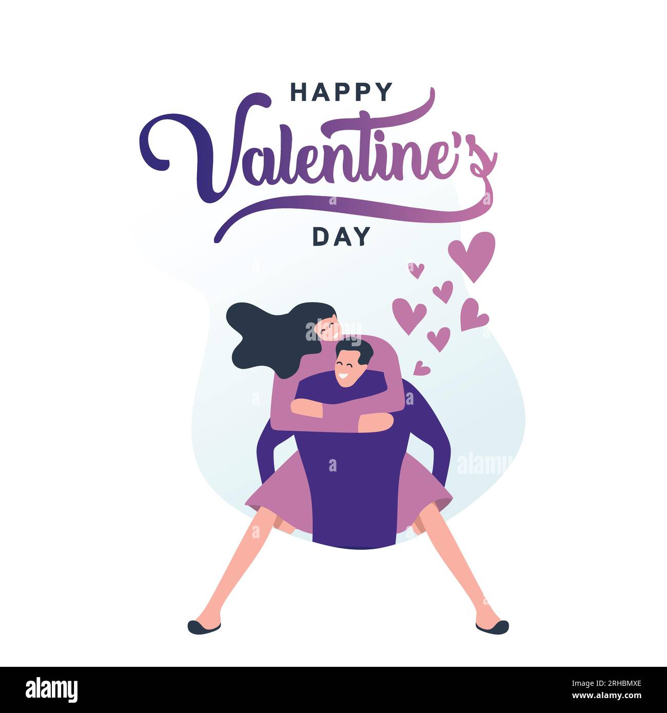 Happy valentine's day vector illustration with cute couple carrying in ...