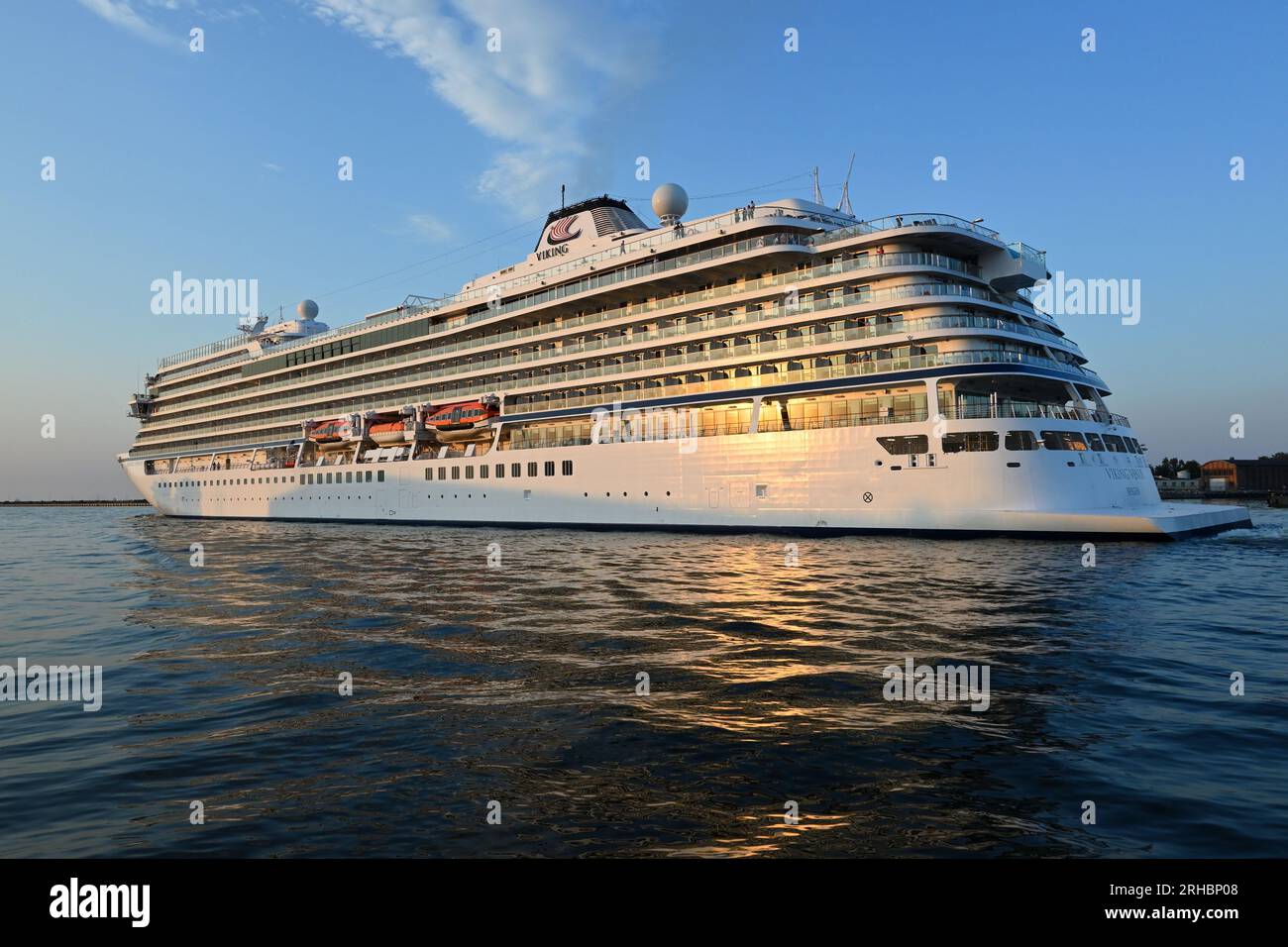 Gdansk, Poland, 15 August, 2023: VIKING VENUS passenger cruise ship leaving port of Gdansk Stock Photo
