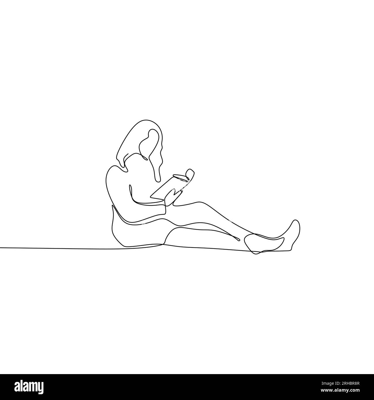continuous line drawing of someone reading a book Stock Vector Image ...