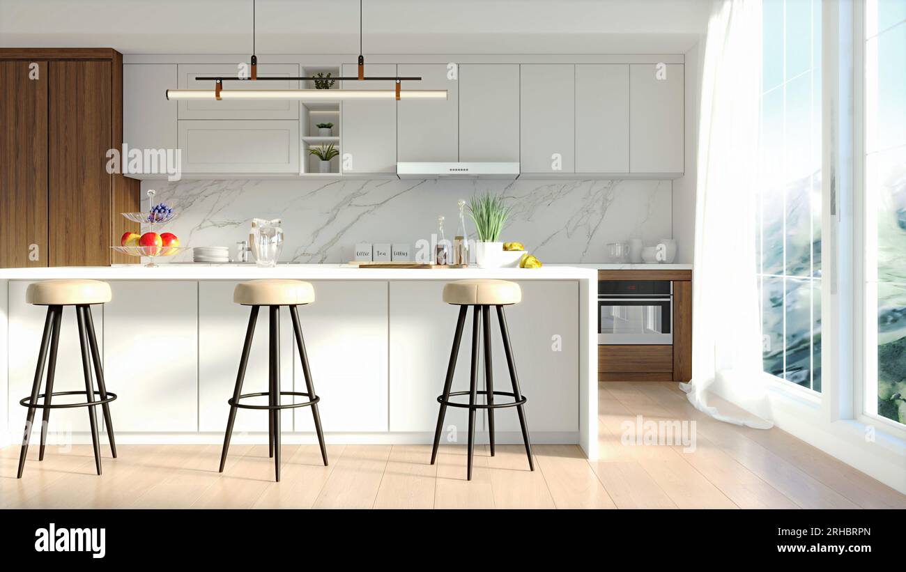 Minimalistic kitchen interior design Stock Photo - Alamy