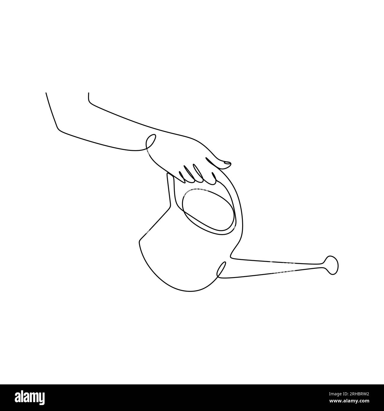continuous line drawing tool Watering the plants Stock Vector Image ...