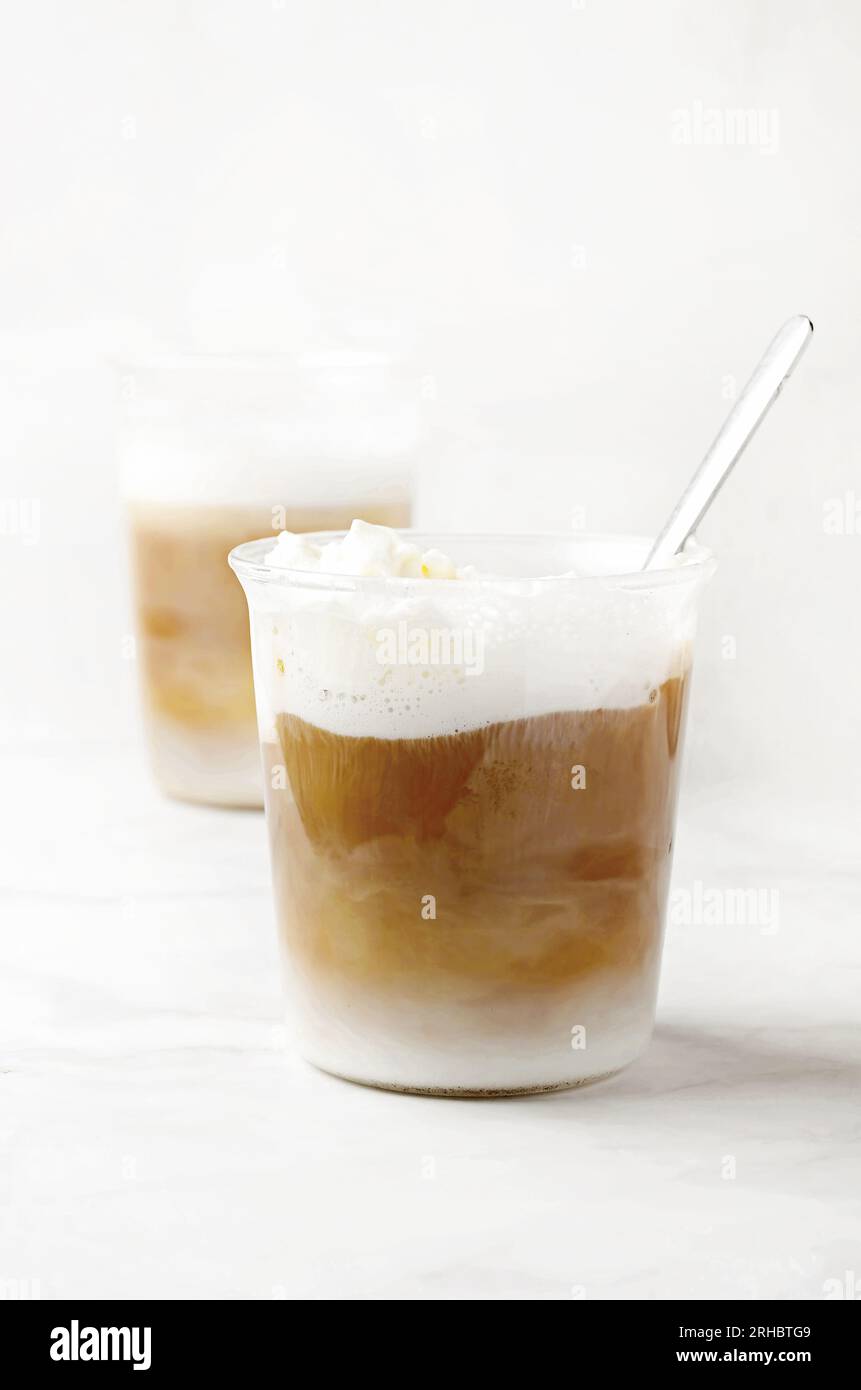 Two iced coffees with cream Stock Photo