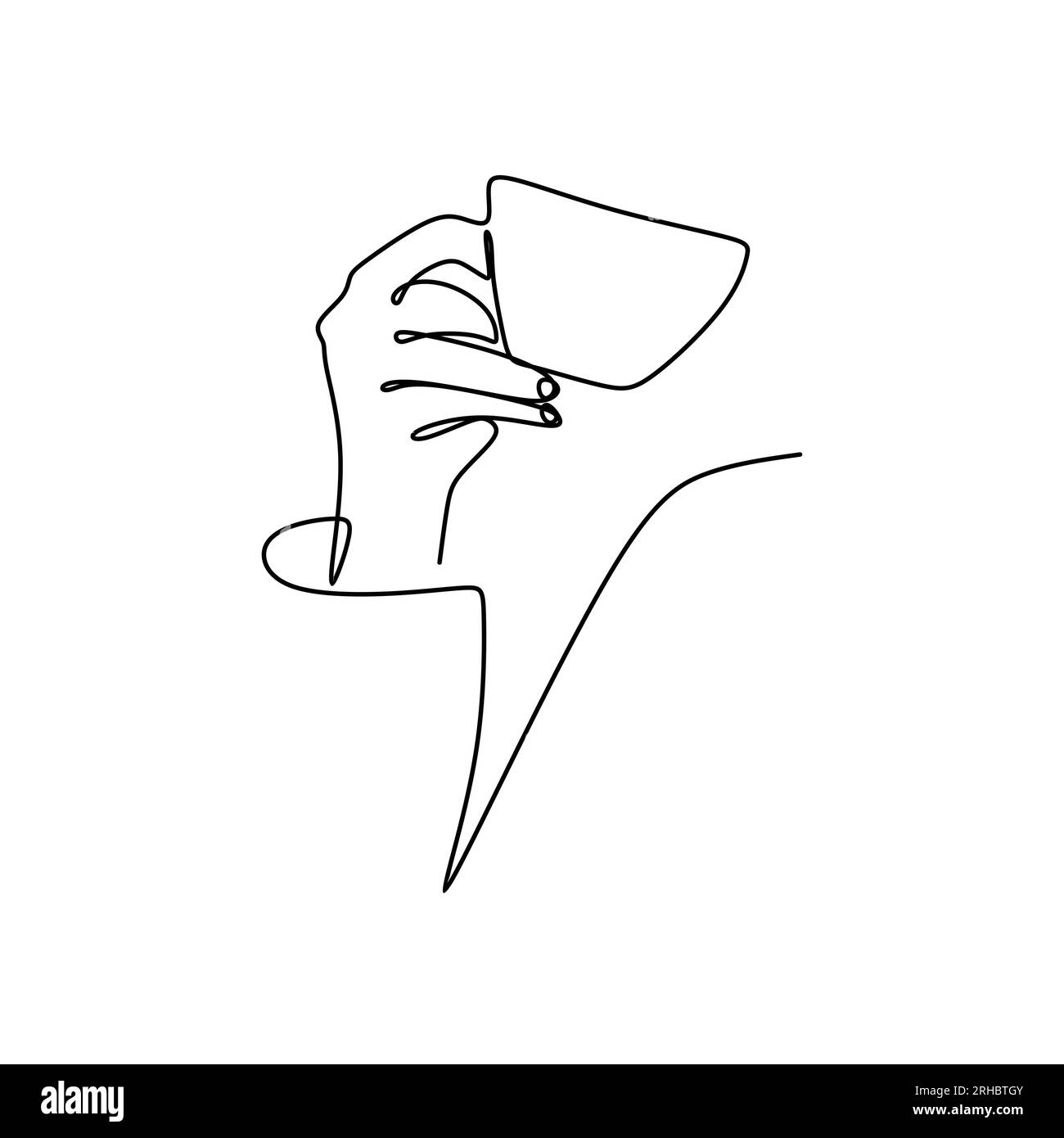Continuous line drawing of the hand holding a cup of coffee Stock ...