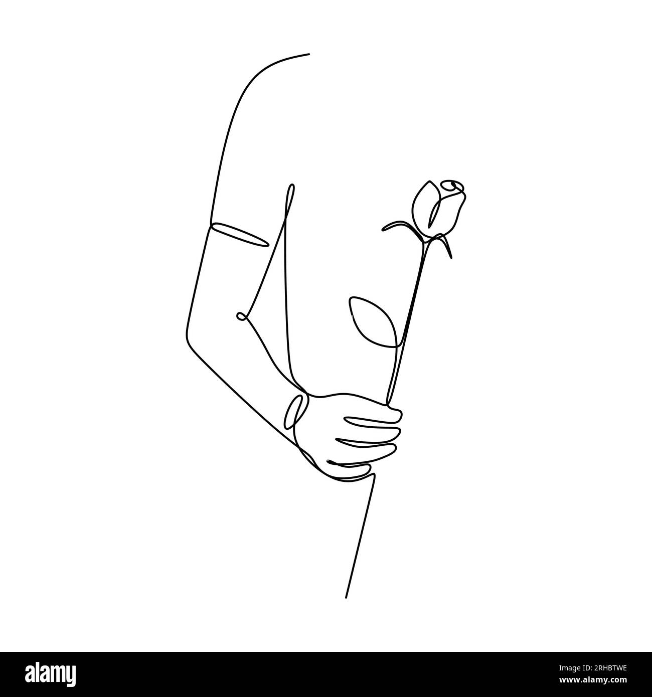 continuous line drawing of hand holding a rose Stock Vector Image & Art ...