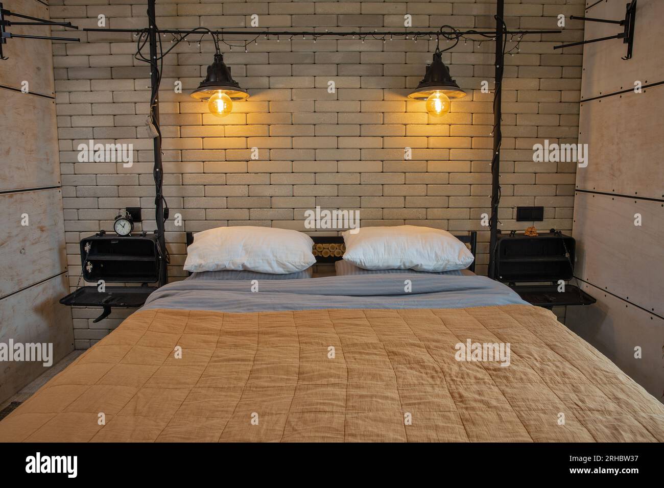 Loft style modern bedroom interior Stock Photo