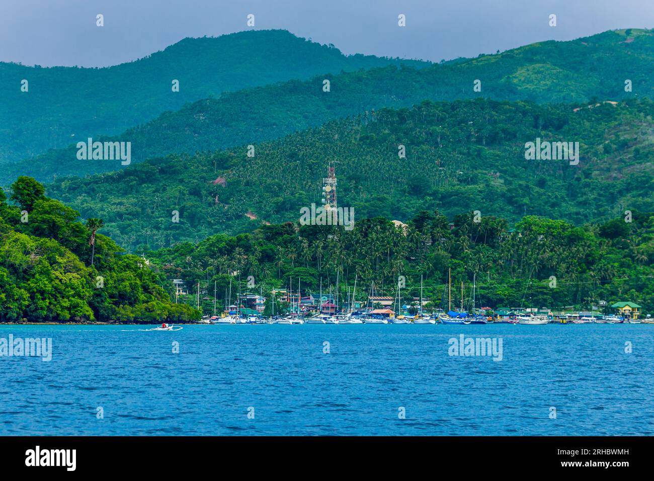 Boats moored in harbour, Batangas, Calabarzon, Luzon, Philippines Stock Photo